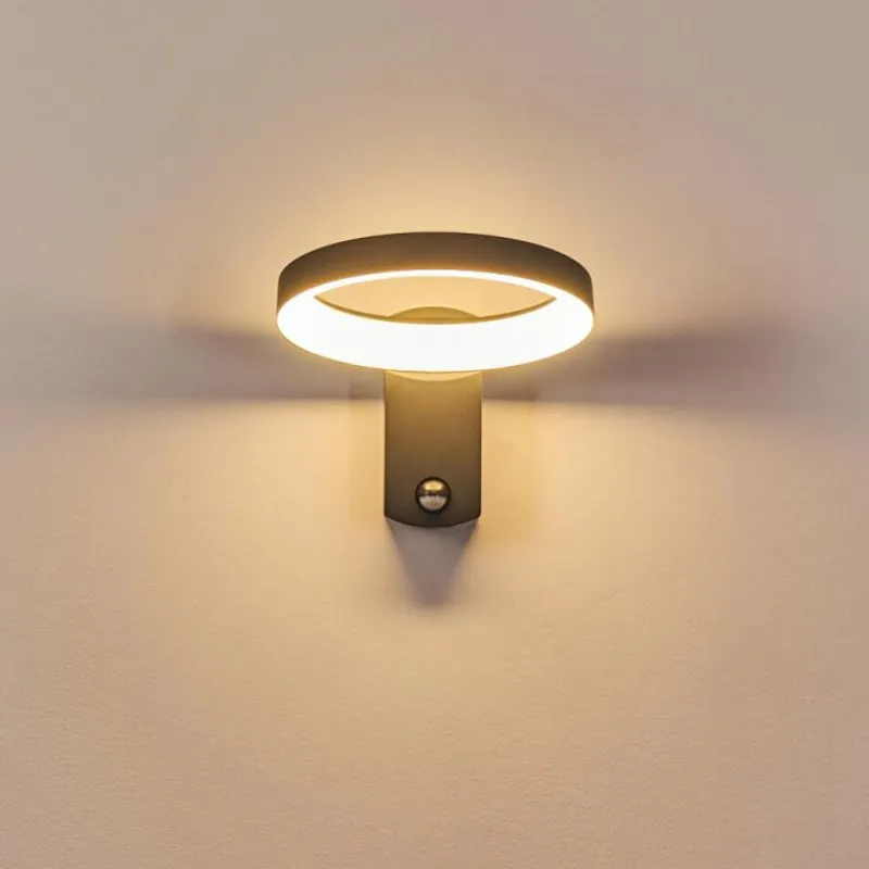 hofstein Applique murale d'extérieur Carinola LED Anthracite, 1 lumière, Détecteur de mouvement