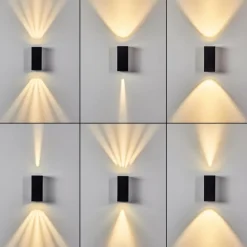 hofstein Applique murale d'extérieur Komoren LED Noir, 2 lumières