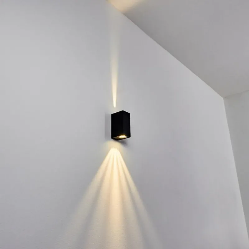 hofstein Applique murale d'extérieur Komoren LED Noir, 2 lumières