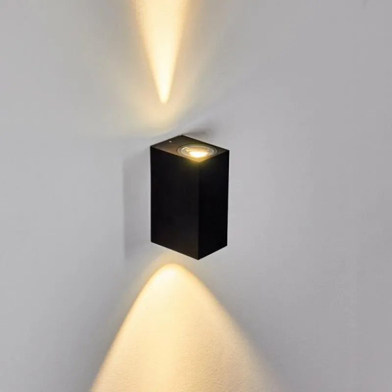 hofstein Applique murale d'extérieur Komoren LED Noir, 2 lumières