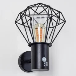 Lampes Vintages & Rétros-hofstein Applique murale d'extérieur Solda Noir, 1 lumière, Détecteur de mouvement