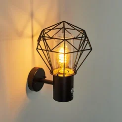 Lampes Vintages & Rétros-hofstein Applique murale d'extérieur Solda Noir, 1 lumière, Détecteur de mouvement