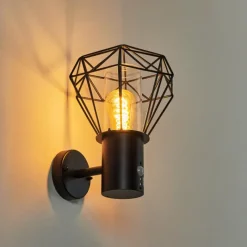 Lampes Vintages & Rétros-hofstein Applique murale d'extérieur Solda Noir, 1 lumière, Détecteur de mouvement