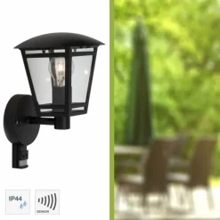 Luminaires Brilliant Applique murale d'extérieur Brilliant Riley Noir, 1 lumière, Détecteur de mouvement