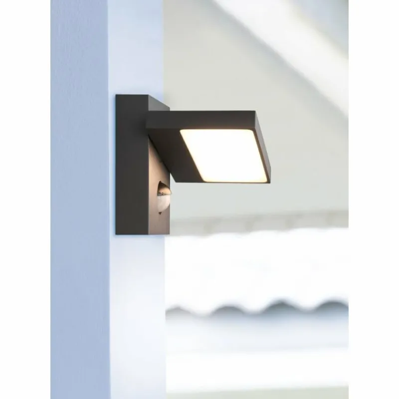 Luminaires Trio Applique murale d'extérieur Trio Horton LED Anthracite, 1 lumière, Détecteur de mouvement