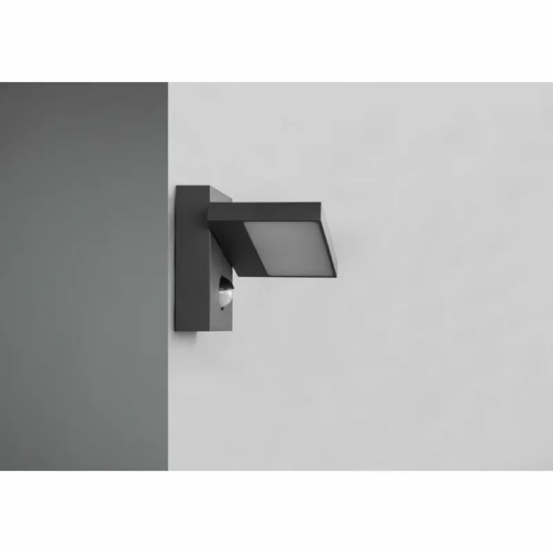 Luminaires Trio Applique murale d'extérieur Trio Horton LED Anthracite, 1 lumière, Détecteur de mouvement