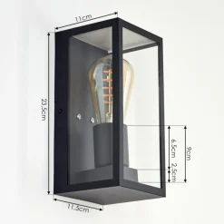 Lampes Vintages & Rétros-hofstein Applique murale d'extérieur Hakkas Noir, 1 lumière