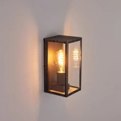 Lampes Vintages & Rétros-hofstein Applique murale d'extérieur Hamra Noir, Argenté, 1 lumière