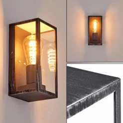 Lampes Vintages & Rétros-hofstein Applique murale d'extérieur Hakkas Noir, Argenté, 1 lumière