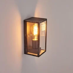 Lampes Vintages & Rétros-hofstein Applique murale d'extérieur Hakkas Noir, Argenté, 1 lumière