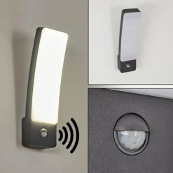 hofstein Applique murale d'extérieur Maseru LED Anthracite, 1 lumière, Détecteur de mouvement