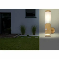 Lampes En Bois-Luminaires Globo Lighting Applique murale d'extérieur Globo JAICY Bois foncé, 1 lumière, Détecteur de mouvement