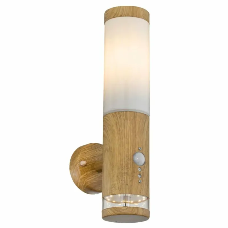 Lampes En Bois-Luminaires Globo Lighting Applique murale d'extérieur Globo JAICY Bois foncé, 1 lumière, Détecteur de mouvement