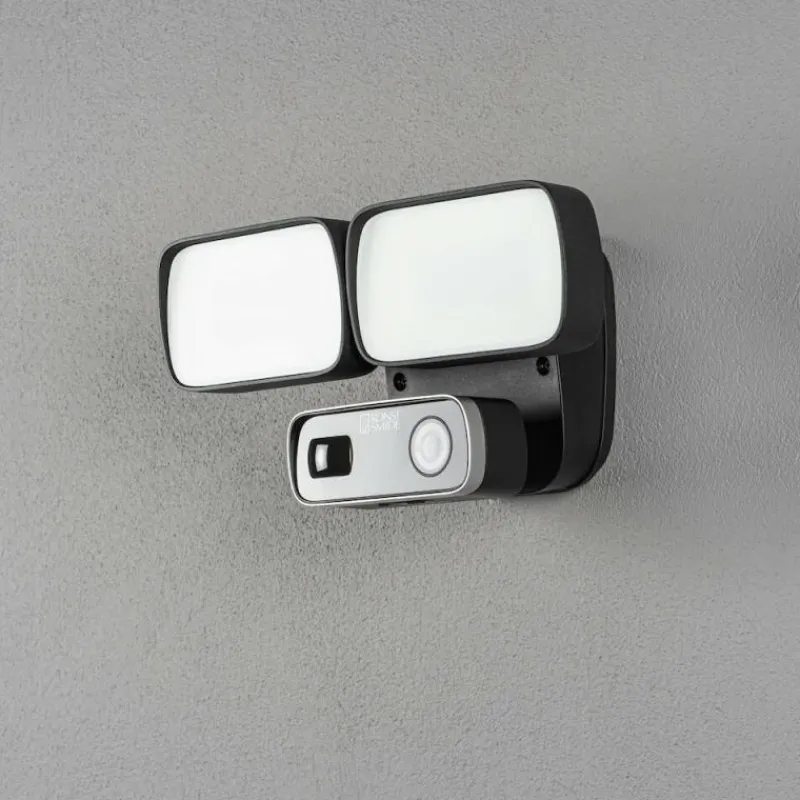 Luminaires Konstsmide Applique murale d'extérieur Konstsmide Camera-Smart-Light LED Noir, 2 lumières, Détecteur de mouvement