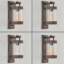Lampes Vintages & Rétros-hofstein Applique murale d'extérieur Fulham Brun, Rouille, 1 lumière, Détecteur de mouvement