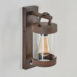 Lampes Vintages & Rétros-hofstein Applique murale d'extérieur Fulham Brun, Rouille, 1 lumière, Détecteur de mouvement