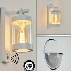 Luminaires Rustiques-hofstein Applique murale d'extérieur Fulham Blanc, 1 lumière, Détecteur de mouvement