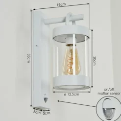 Luminaires Rustiques-hofstein Applique murale d'extérieur Fulham Blanc, 1 lumière, Détecteur de mouvement
