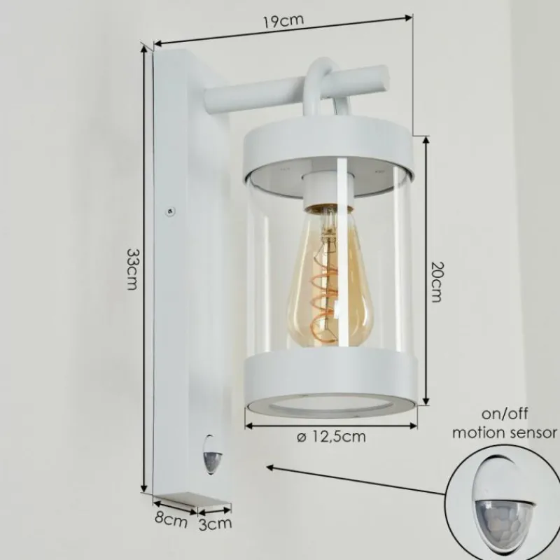 Luminaires Rustiques-hofstein Applique murale d'extérieur Fulham Blanc, 1 lumière, Détecteur de mouvement
