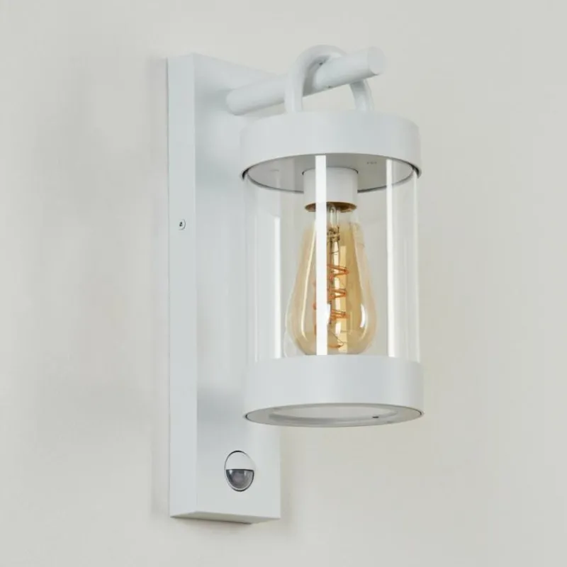 Luminaires Rustiques-hofstein Applique murale d'extérieur Fulham Blanc, 1 lumière, Détecteur de mouvement