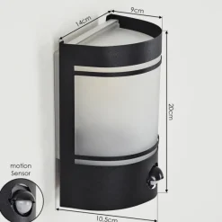 hofstein Applique murale d'extérieur Visnum Noir, Blanc, 1 lumière, Détecteur de mouvement