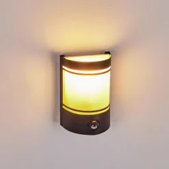 hofstein Applique murale d'extérieur Visnum Noir, Blanc, 1 lumière, Détecteur de mouvement