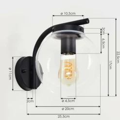 hofstein Applique murale d'extérieur Rombotten Noir, 1 lumière