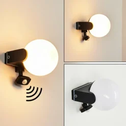 hofstein Applique murale d'extérieur Kalfhaga Noir, Blanc, 1 lumière, Détecteur de mouvement