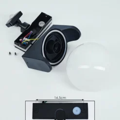 hofstein Applique murale d'extérieur Kalfhaga Noir, Blanc, 1 lumière, Détecteur de mouvement