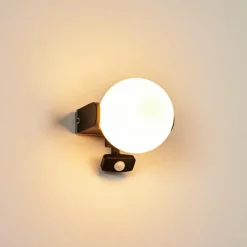 hofstein Applique murale d'extérieur Kalfhaga Noir, Blanc, 1 lumière, Détecteur de mouvement