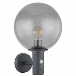 Suspension Verre Fumé-Luminaires Globo Lighting Applique murale d'extérieur Globo HEDWIG Anthracite, 1 lumière, Détecteur de mouvement