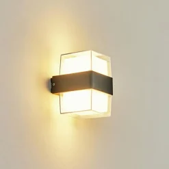 hofstein Applique murale d'extérieur Cesta LED Noir, 2 lumières