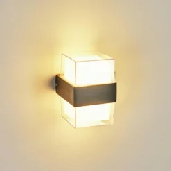 hofstein Applique murale d'extérieur Cesta LED Noir, 2 lumières