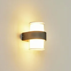 hofstein Applique murale d'extérieur Cesta LED Noir, 2 lumières