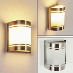 hofstein Applique murale d'extérieur Visnum Nickel mat, Blanc, 1 lumière