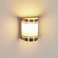 hofstein Applique murale d'extérieur Visnum Nickel mat, Blanc, 1 lumière