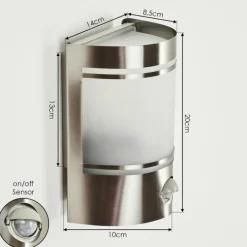 hofstein Applique murale d'extérieur Visnum Nickel mat, Blanc, 1 lumière, Détecteur de mouvement