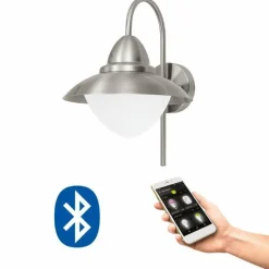 Luminaires Eglo Applique murale d'extérieur Eglo SIDNEY LED Acier inoxydable, 1 lumière, Télécommandes, Changeur de couleurs