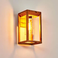 Style Boho-Chic-hofstein Applique murale d'extérieur Leset Brun, Couleur bois, 1 lumière