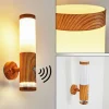 hofstein Applique murale d'extérieur Tenvik LED Brun, Couleur bois, 2 lumières, Détecteur de mouvement