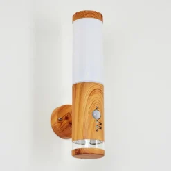 hofstein Applique murale d'extérieur Tenvik LED Brun, Couleur bois, 2 lumières, Détecteur de mouvement