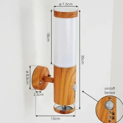 hofstein Applique murale d'extérieur Tenvik LED Brun, Couleur bois, 2 lumières, Détecteur de mouvement