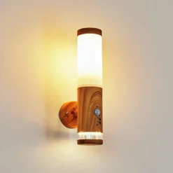 hofstein Applique murale d'extérieur Tenvik LED Brun, Couleur bois, 2 lumières, Détecteur de mouvement