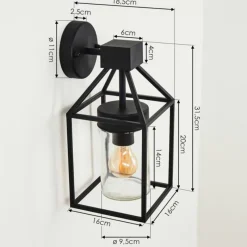 hofstein Applique murale d'extérieur Fiskenes Noir, 1 lumière