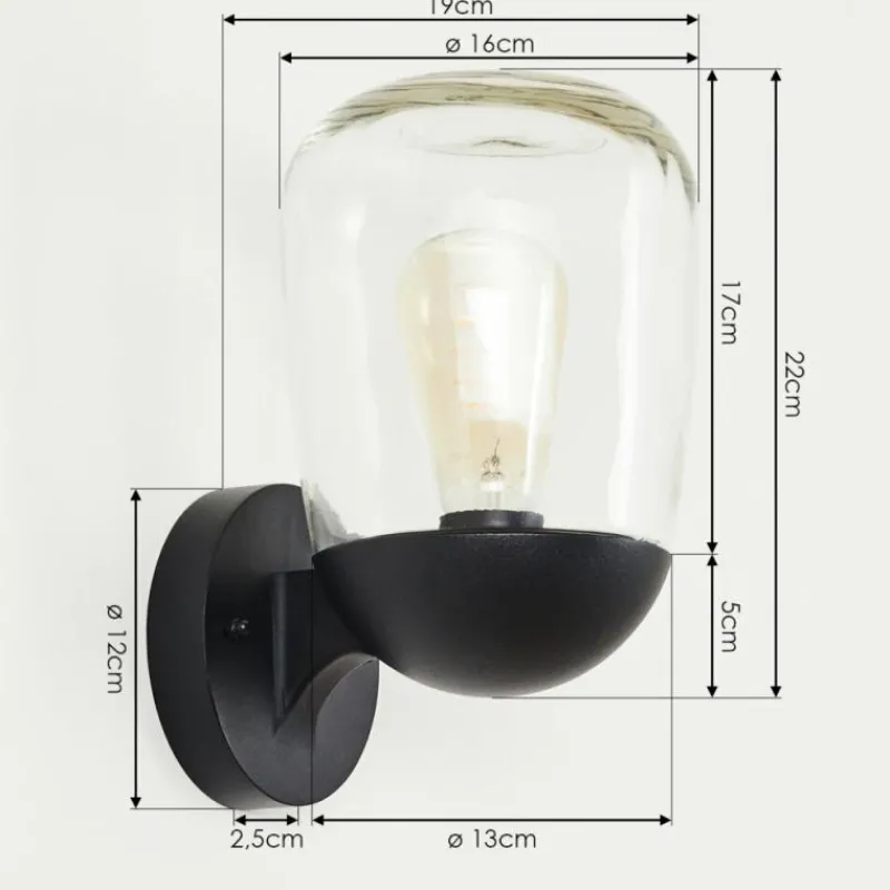 hofstein Applique murale d'extérieur Ystheim Noir, 1 lumière