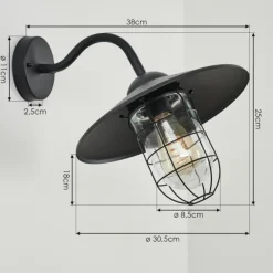 hofstein Applique murale d'extérieur Oricourt Noir, 1 lumière