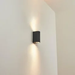 hofstein Applique murale d'extérieur Skaabu Noir, Blanc, 2 lumières