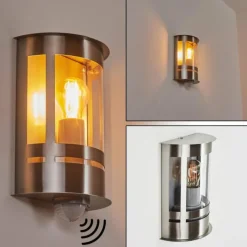 hofstein Applique murale d'extérieur Lauvdal Acier inoxydable, 1 lumière, Détecteur de mouvement