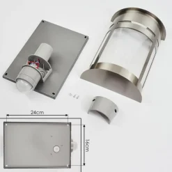 hofstein Applique murale d'extérieur Lauvdal Acier inoxydable, 1 lumière, Détecteur de mouvement