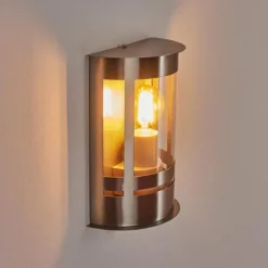 hofstein Applique murale d'extérieur Lauvdal Acier inoxydable, 1 lumière, Détecteur de mouvement